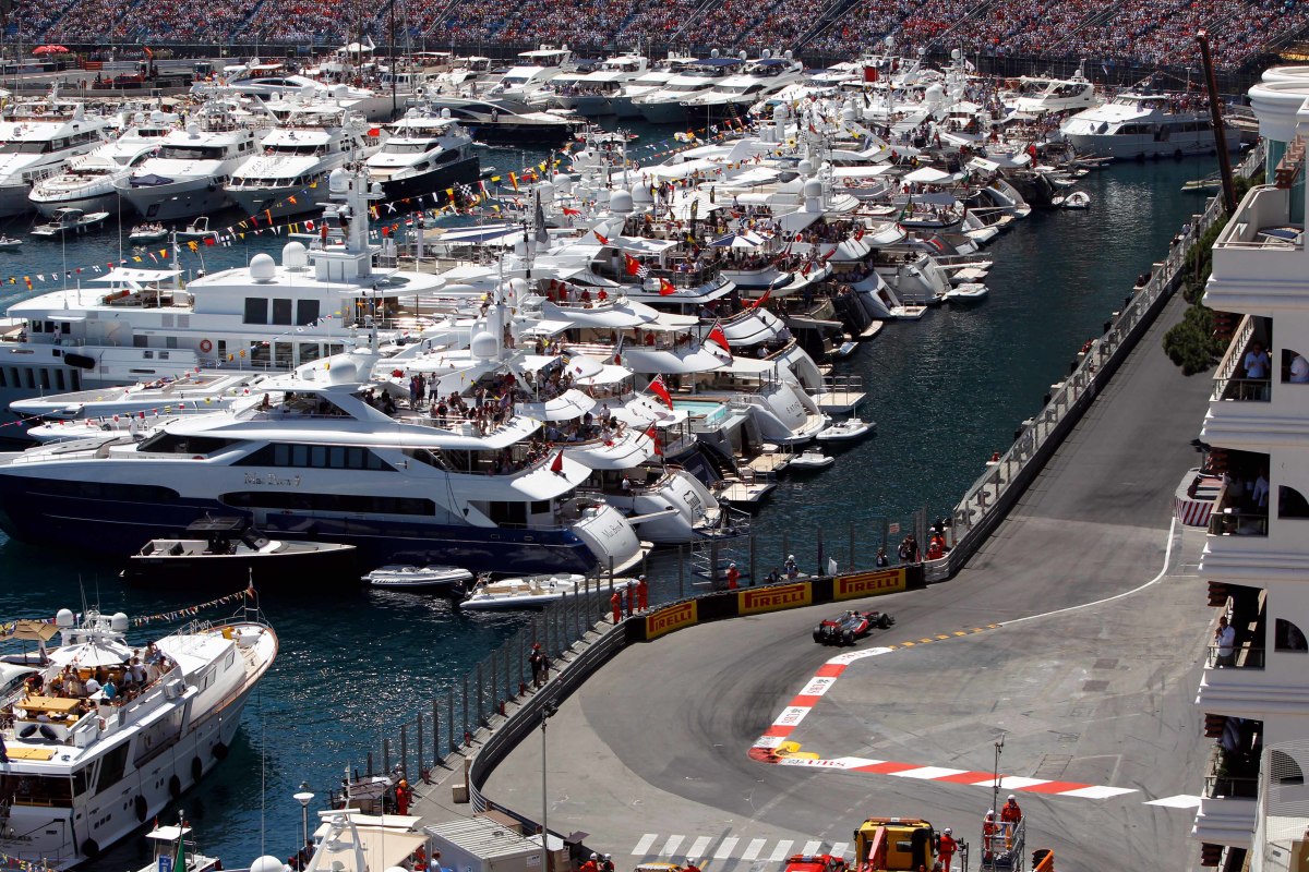 Front boat - err, front row seating brings out dozens of multi-million dollar yachts to catch the action at the Monaco Grand Prix. Photo: USA Today  Sports.