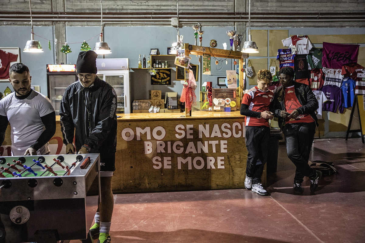 Briganti’s players find community at the San Teodoro, and in its kitchen-library-café space. 