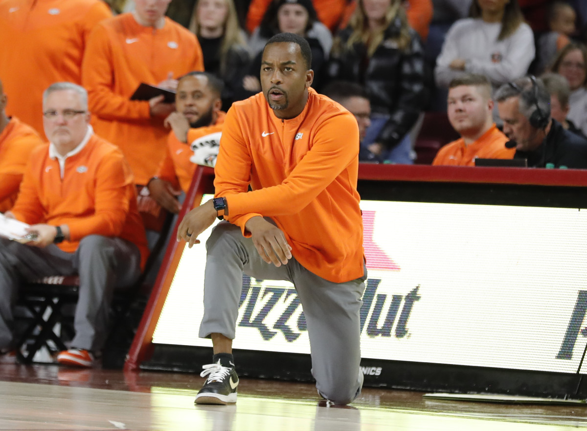 Oklahoma State coach Mike Boynton said coaches "have to stand on something."