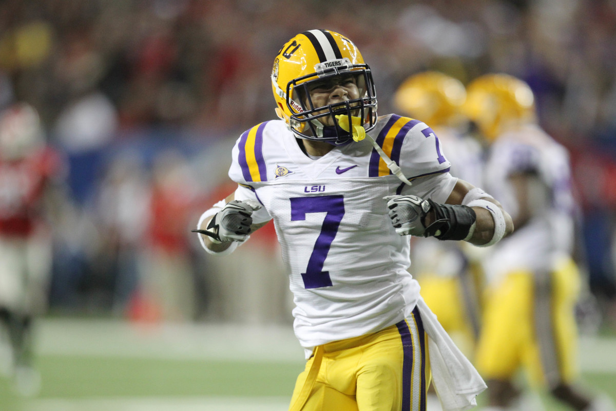 Tyrann Mathieu celebrating after a big play in the SEC Championship vs. Georgia in 2011