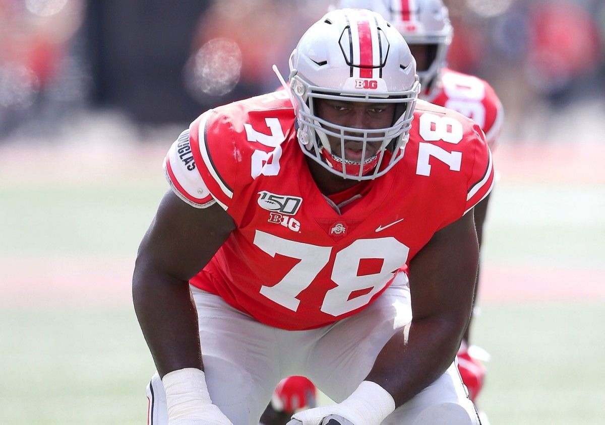 Ohio State Buckeyes offensive tackle Nicholas Petit-Frere (78) against the Cincinnati Bearcats at Ohio Stadium.