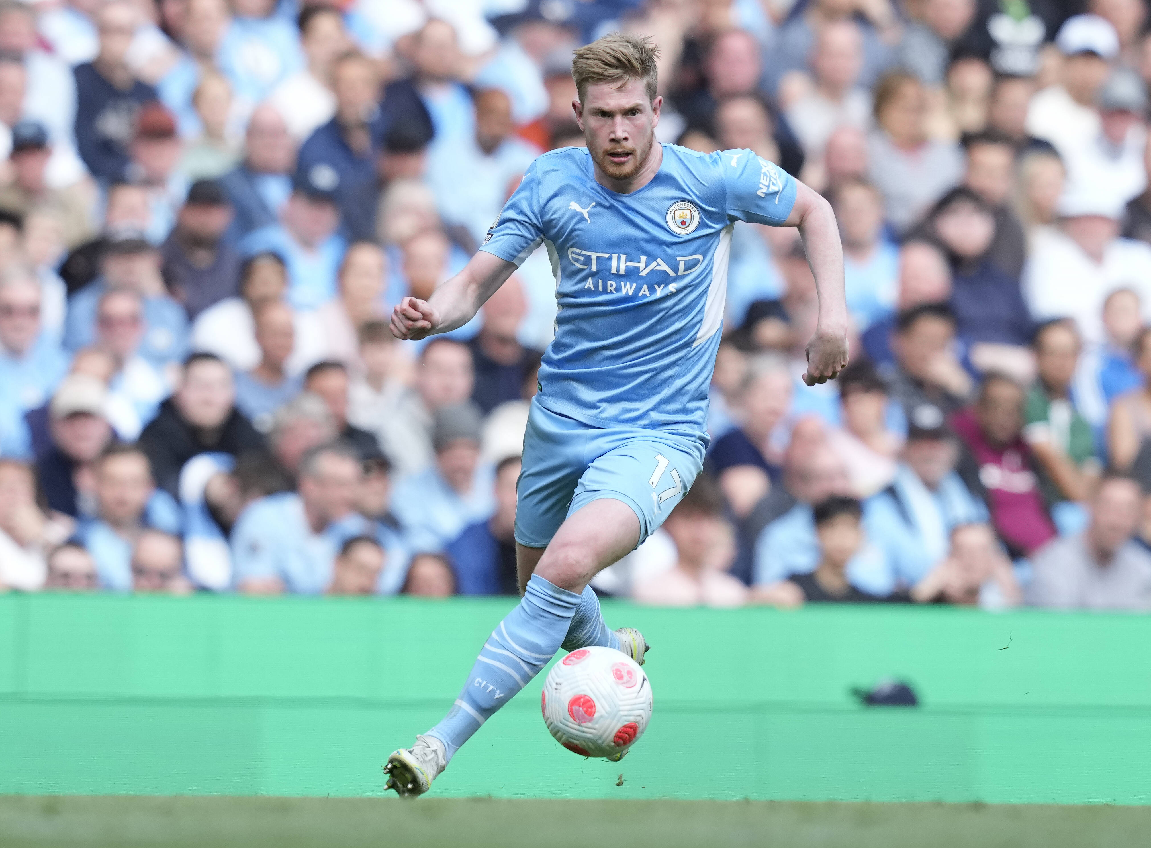 Kevin De Bruyne pictured during Manchester City's 5-0 win over Newcastle in May 2022