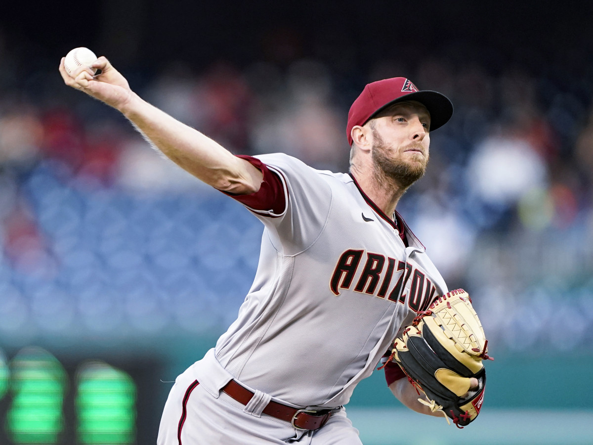 Arizona Diamondbacks starting pitcher Merrill Kelly throws during the first inning of the team’s baseball game against the Washington Nationals at Nationals Park, Wednesday, April 20, 2022, in Washington.