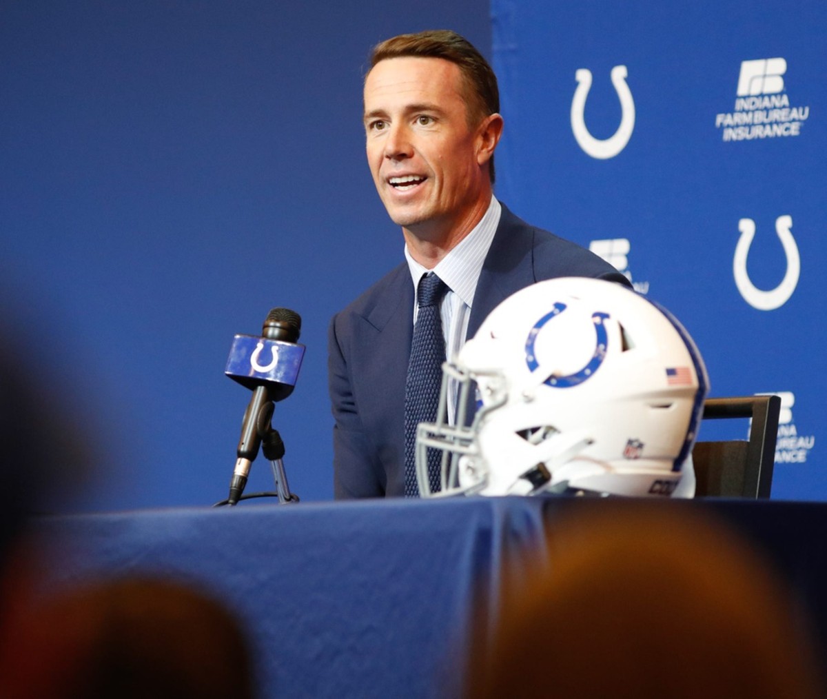New Indianapolis Colts QB Matt Ryan takes questions during a press conference on Tuesday, March 22, 2022, at the Indiana Farm Bureau Football Center in Indianapolis. Finals 3