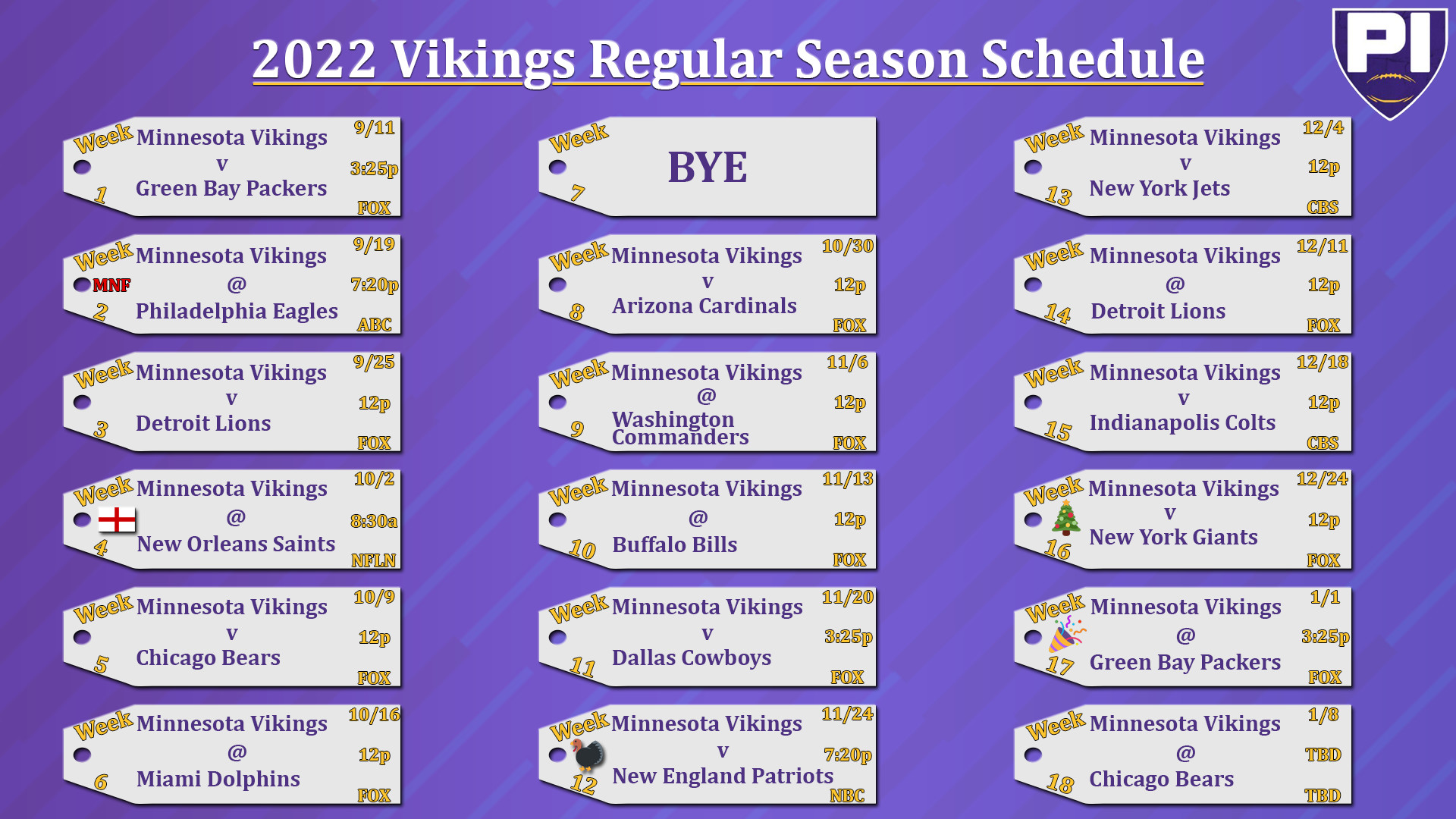 Full 2022 Vikings Schedule Revealed - Vikings Territory