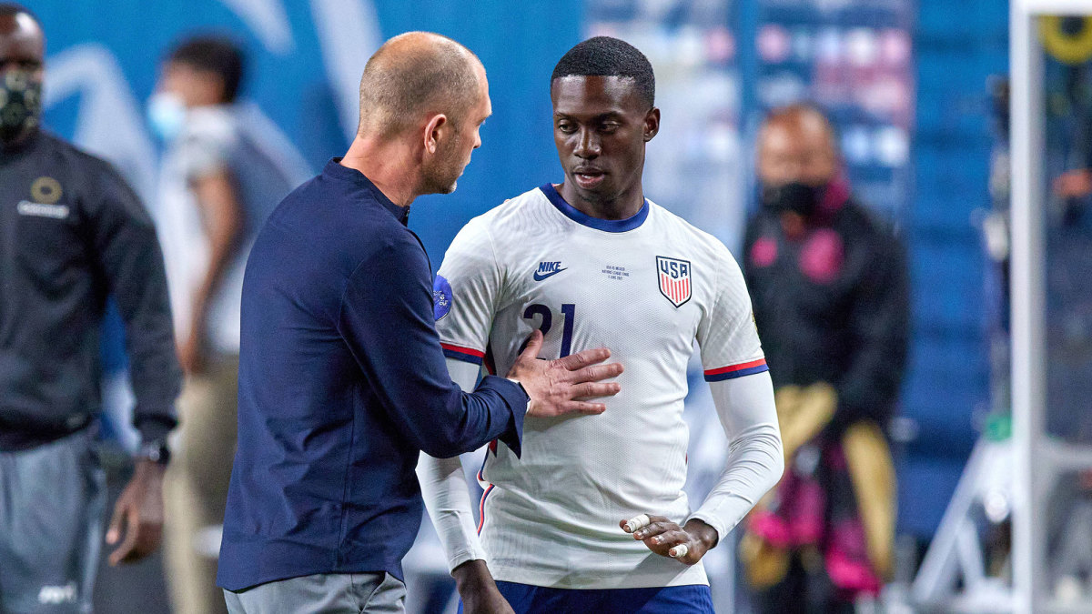 USMNT coach Gregg Berhalter and Tim Weah