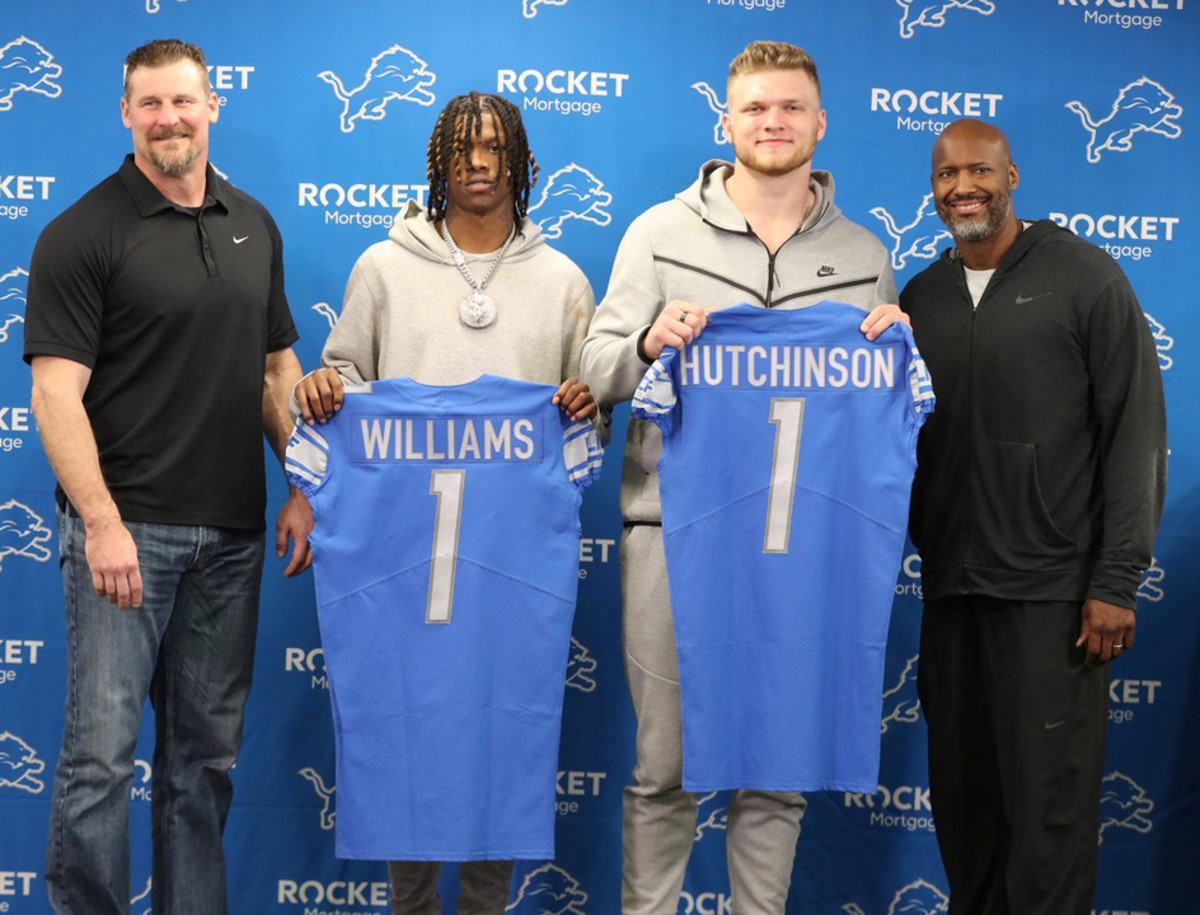 Detroit Lions 2022 first round draft picks Jameson Williams and Aidan Hutchinson