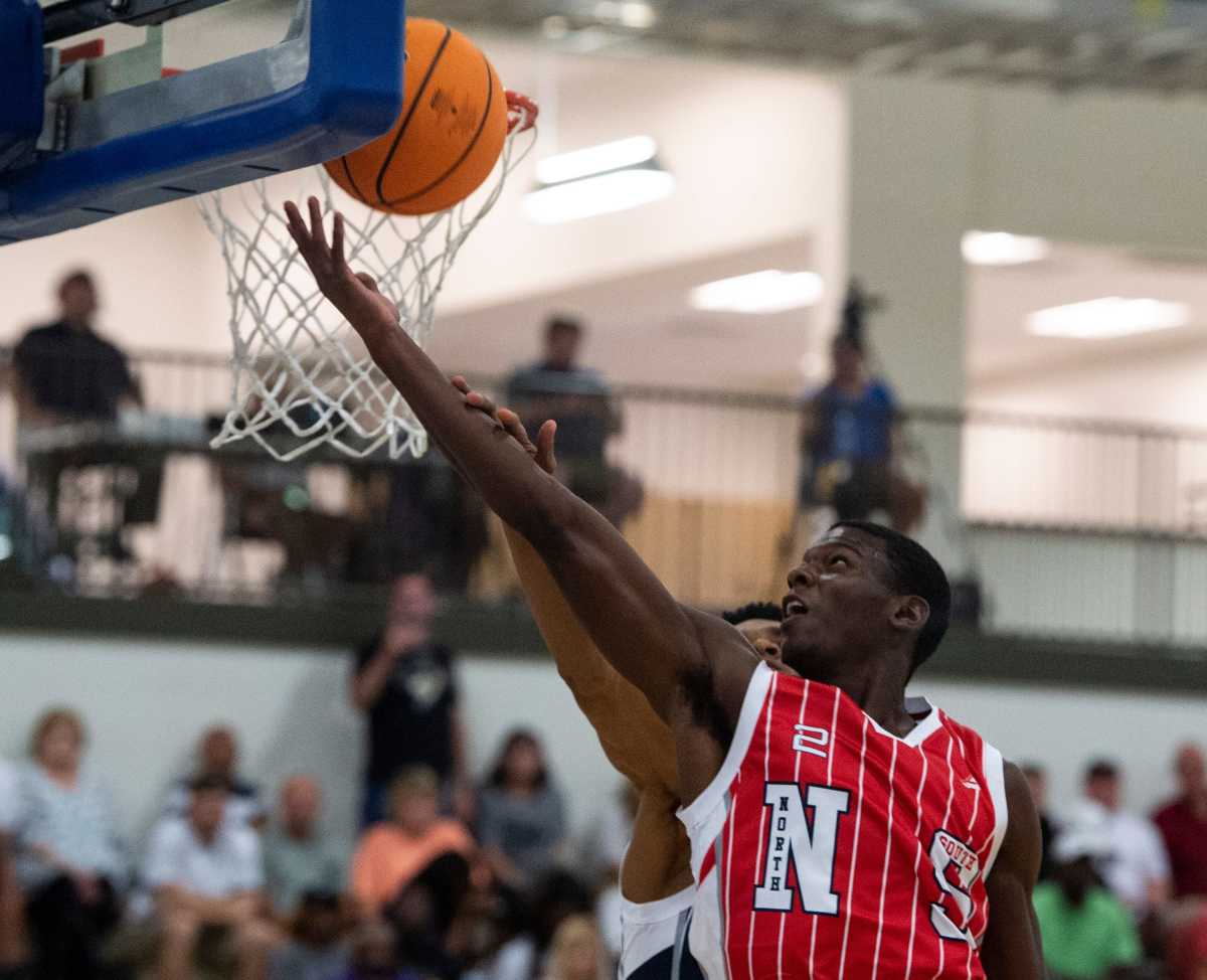 South All-Star's Emmanuel Henderson of Geneva County (2) goes up for a layup during the AHSAA Girls Basketball All-Star game at Cramton Bowl Multiplex in Montgomery, Ala., on Tuesday, July 20, 2021.