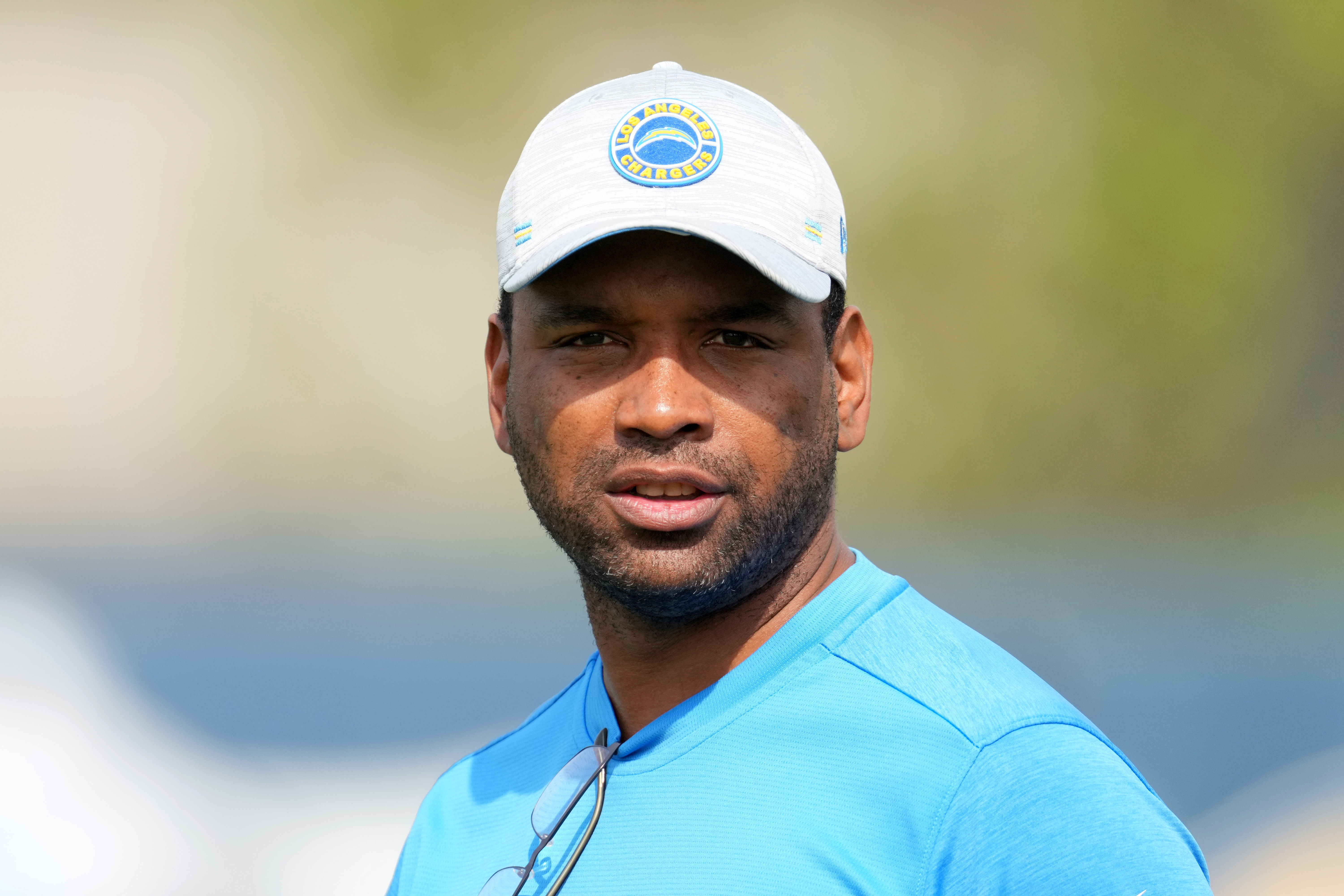 Jun 15, 2021; Costa Mesa, CA, USA; Los Angeles Chargers director of player personnel JoJo Wooden during minicamp at the Hoag Performance Center. Mandatory Credit: Kirby Lee-USA TODAY Sports
