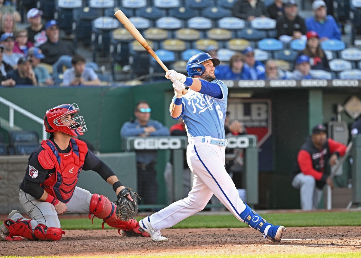 Kansas City Royals OF Andrew Benintendi hitting