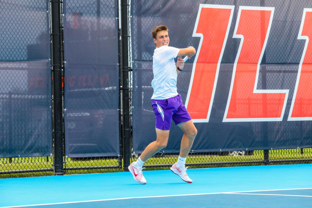 Sander Jong of TCU men's tennis team during the NCAA Tournament quarterfinals in Champaign, IL on May 19, 2022