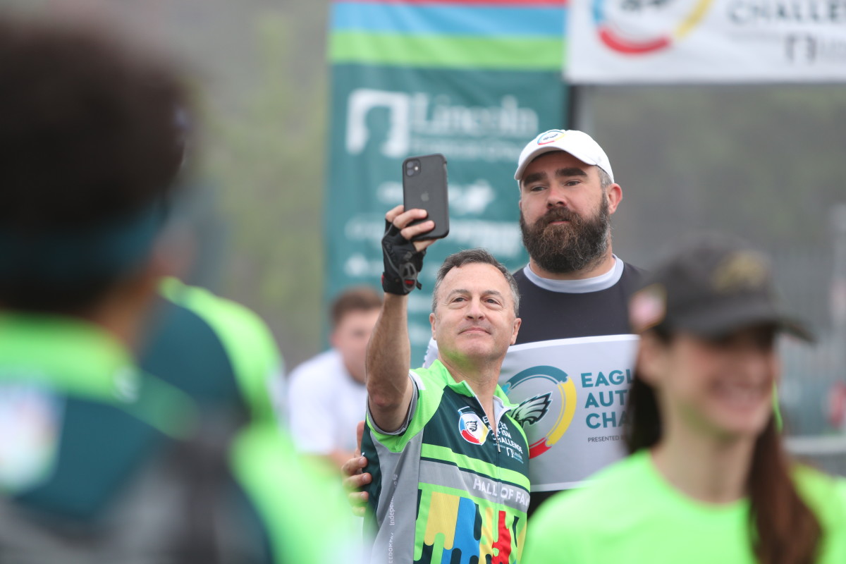Jason Kelce participates in the Eagles Autism Challenge on May 21, 2022