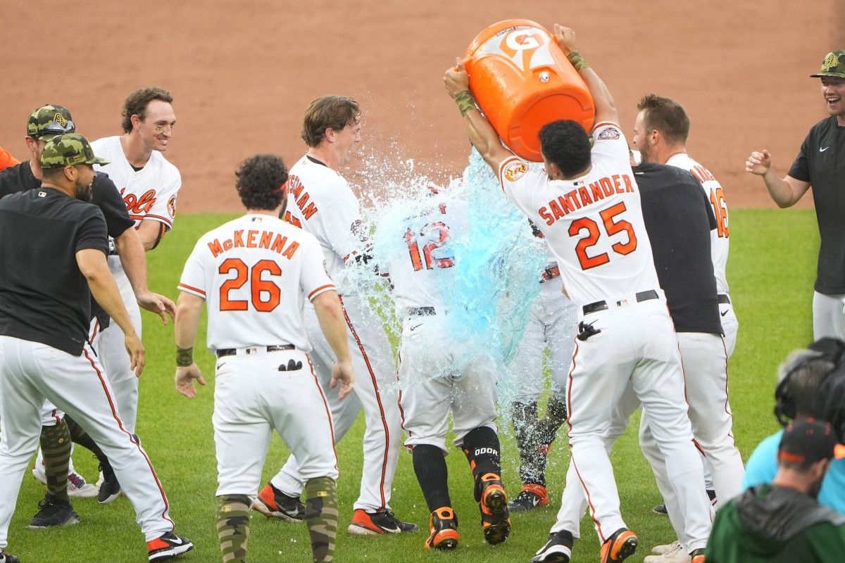 OriolesCelebrateGatoradeRays
