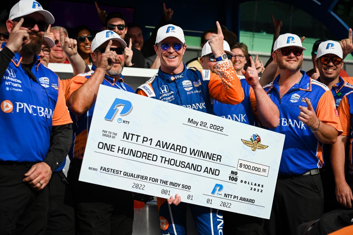 Scott Dixon earned $100,000 for taking the pole for next Sunday's Indianapolis 500. Photo: IndyCar.