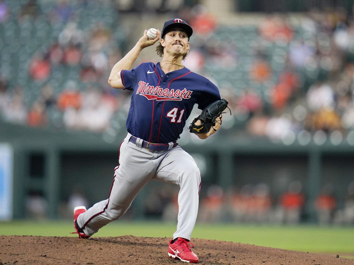 Minnesota Twins starting pitcher Joe Ryan throws a pitch to the against the Baltimore Orioles during the first inning of a baseball game, Tuesday, May 3, 2022, in Baltimore.