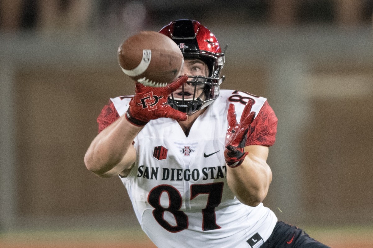 August 31, 2018; San Diego State Aztecs tight end Kahale Warring (87) against the Stanford Cardinal. Mandatory Credit: Kyle Terada-USA TODAY Sports