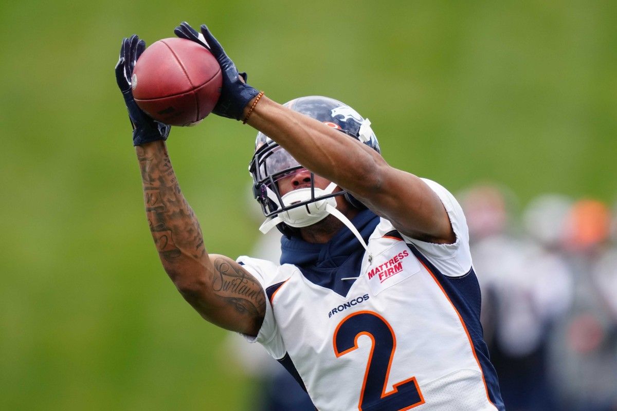 Denver Broncos cornerback Pat Surtain II (2) during OTA workouts at the UC Health Training Center.