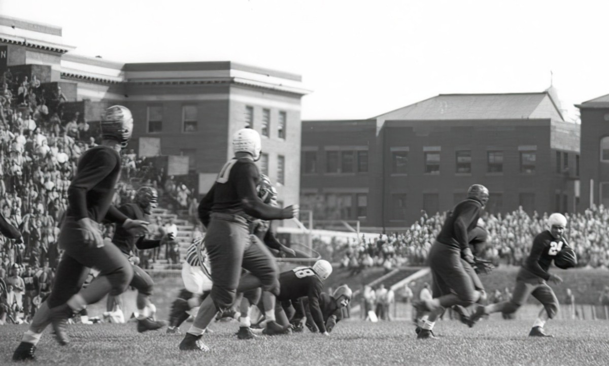 1938 end zone seating and view of buildings from field level cropped