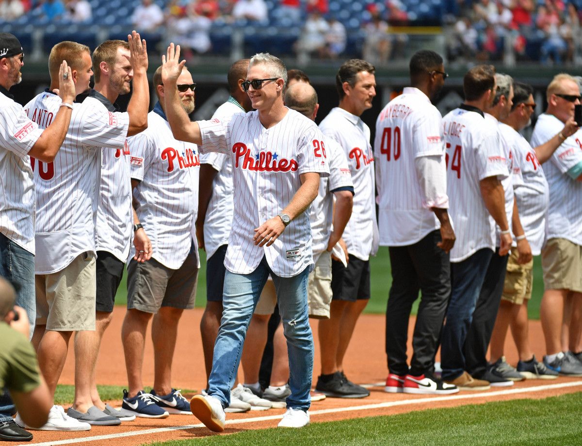 Former Philadelphia Phillies Second Baseman Chase Utley with Other Phillies Alumni