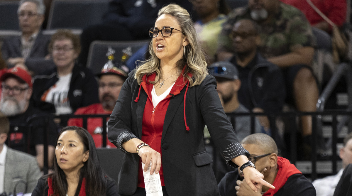 Las Vegas Aces coach Becky Hammon on sidelines