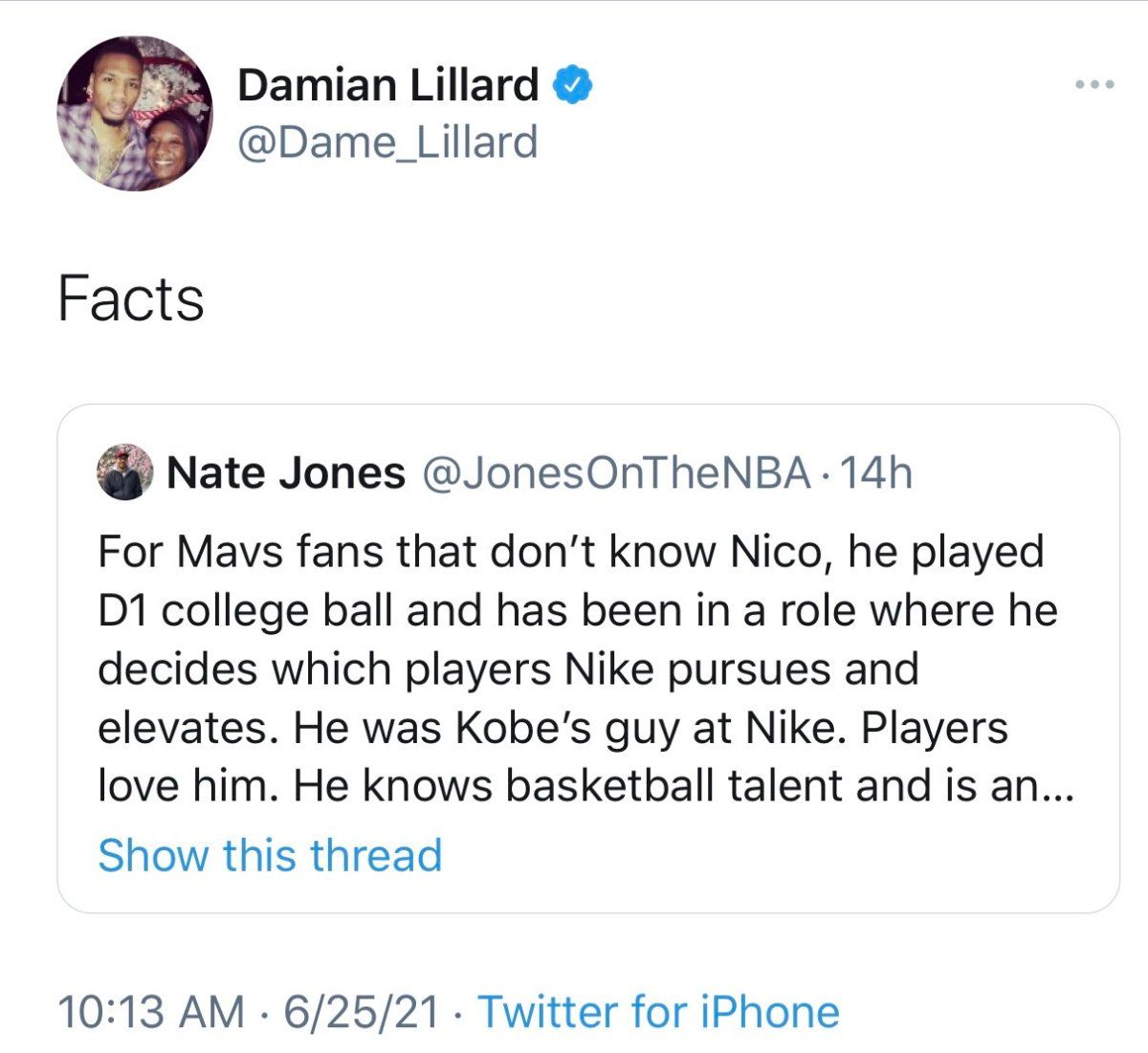 Dame Nico tweet
