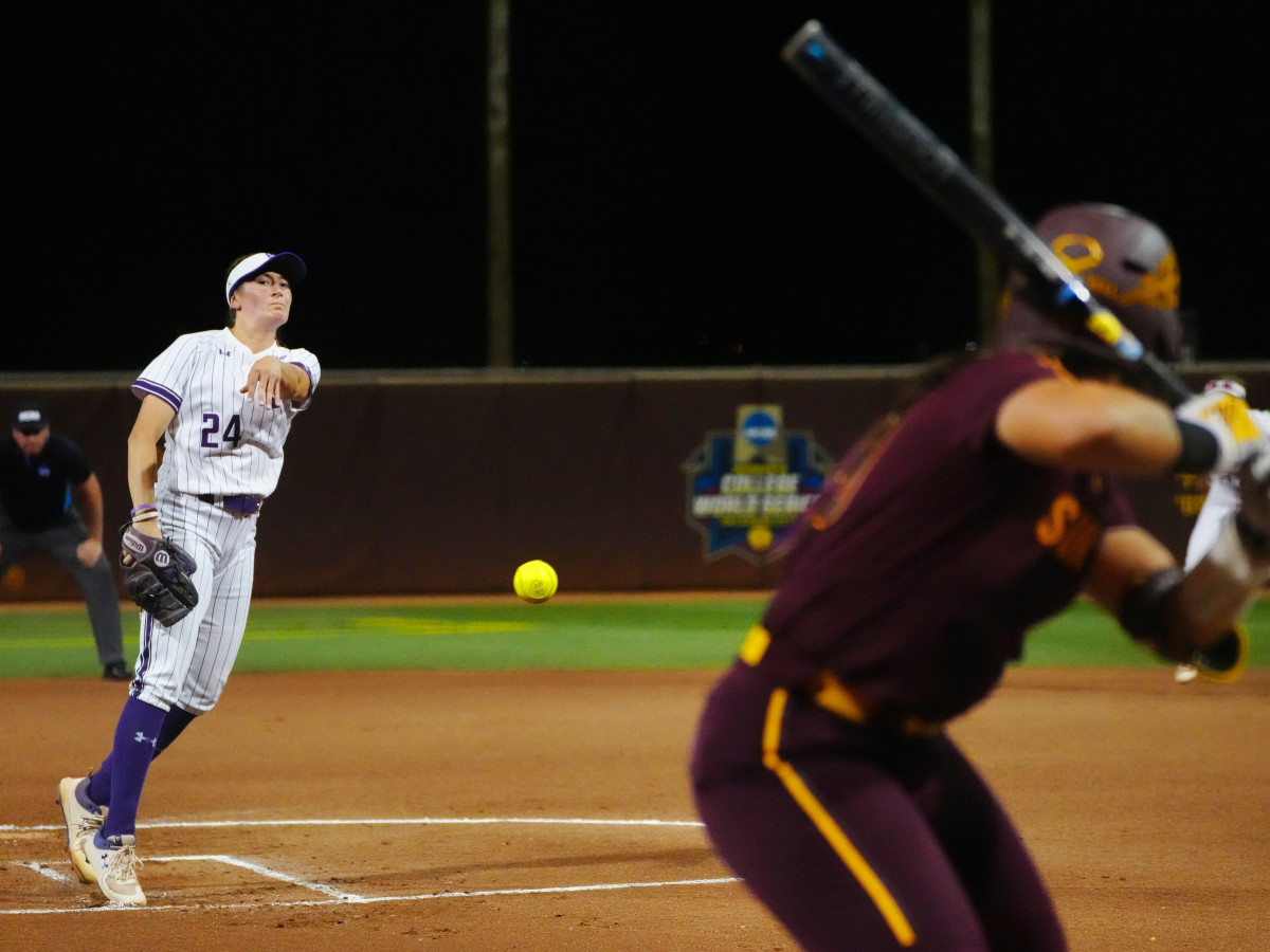 Northwestern pitcher Danielle Williams pitches against Arizona State in the NCAA Super Regionals