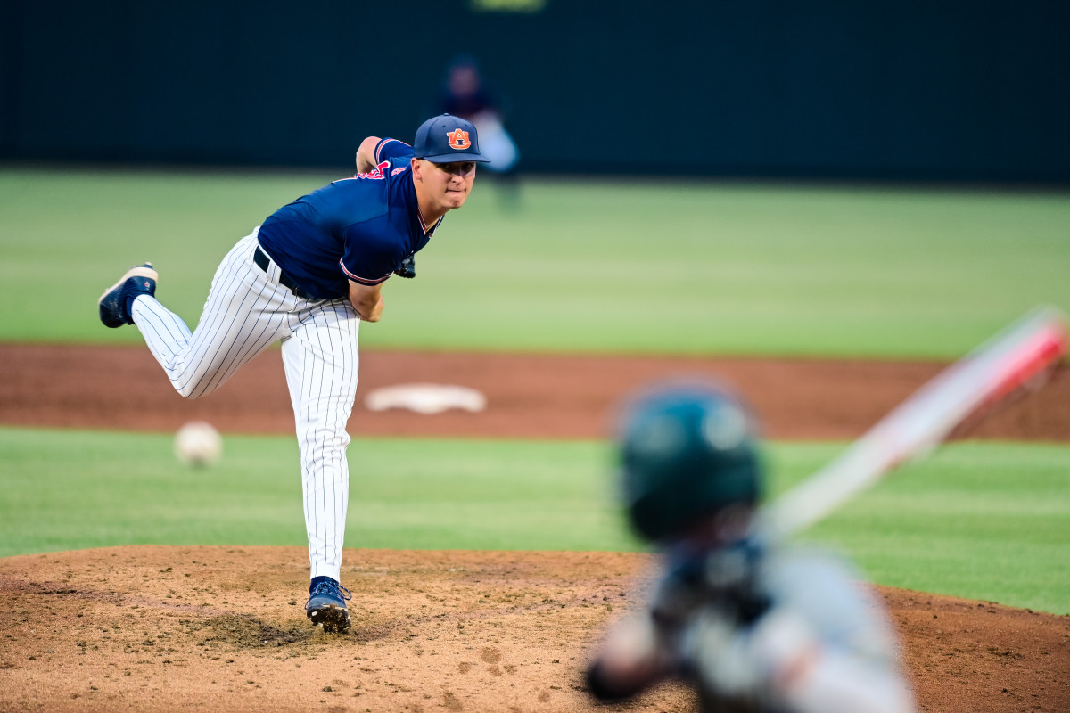 Trace Bright gets the win for Auburn baseball in the first game of the Auburn regional.