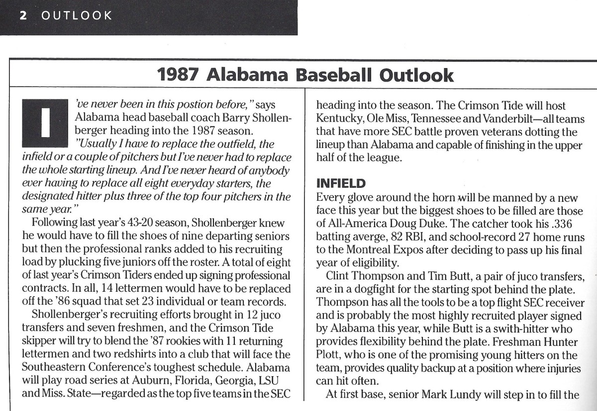 1987 baseball outlook, part I