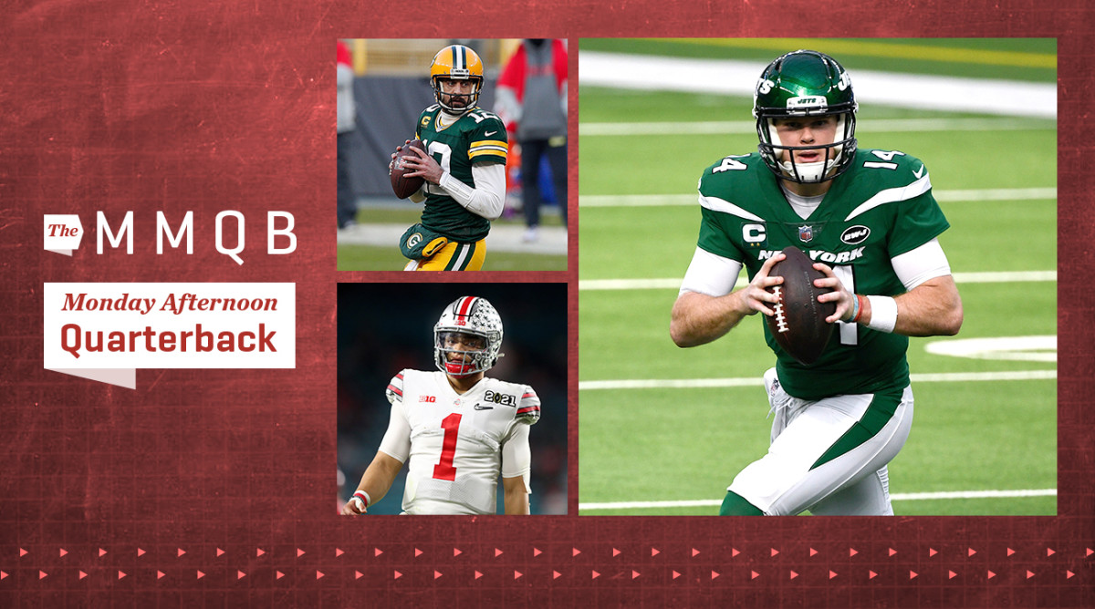 Quarterbacks Sam Darnold, Aaron Rodgers and Justin Fields