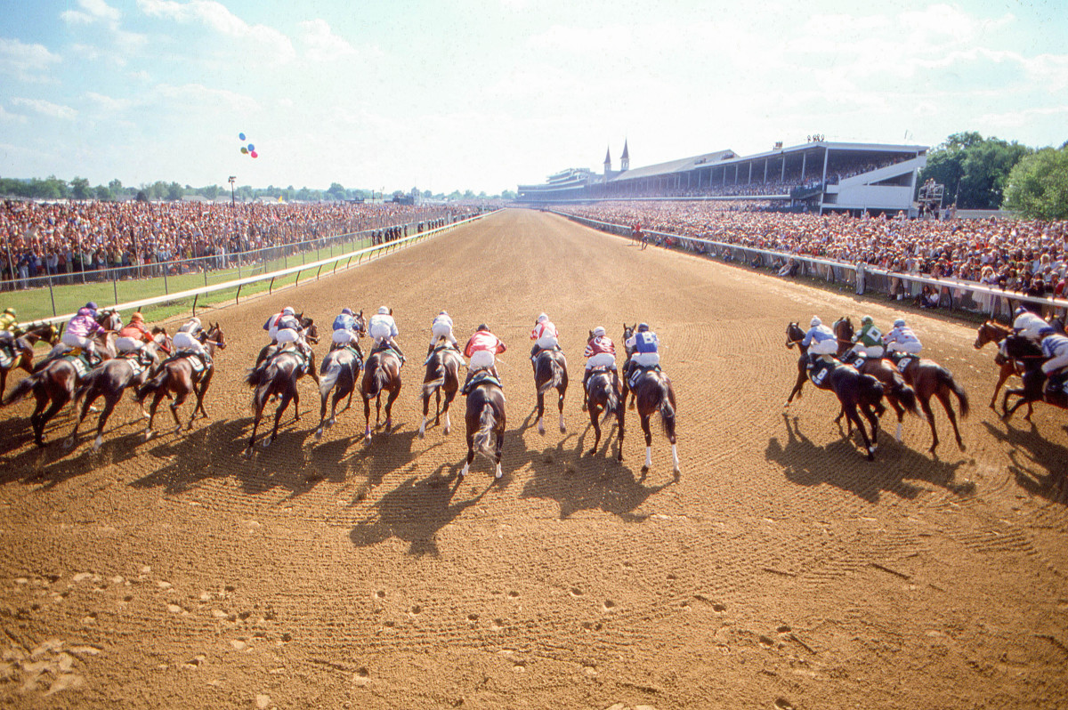 Pleasant Colony (seventh from left) got an extreme makeover, and the result was a win in Louisville.