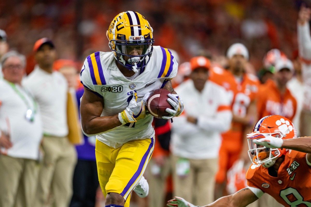 Ja'Marr Chase scores a touchdown as The LSU Tigers take on The Clemson Tigers in the 2020 College Football Playoff National Championship. Monday, Jan. 13, 2020.