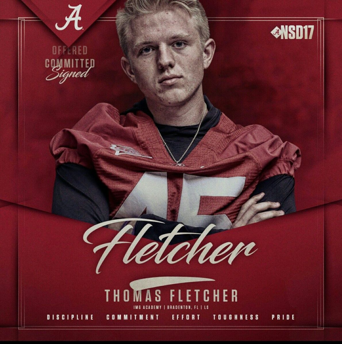 Alabama long-snapper Thomas Fletcher as a recruit