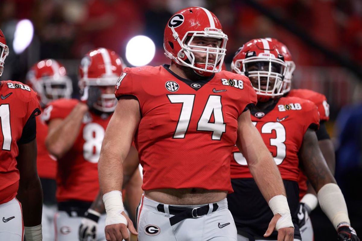 Ben Cleveland Offensive Guard Bulldogs Scouting Report Visit NFL Draft on Sports
