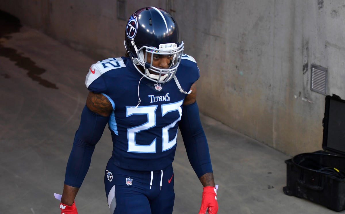 Tennessee Titans running back Derrick Henry (22) walks out of the tunnel before the game against the Buffalo Bills at Nissan Stadium Tuesday, Oct. 13, 2020 in Nashville, Tenn.