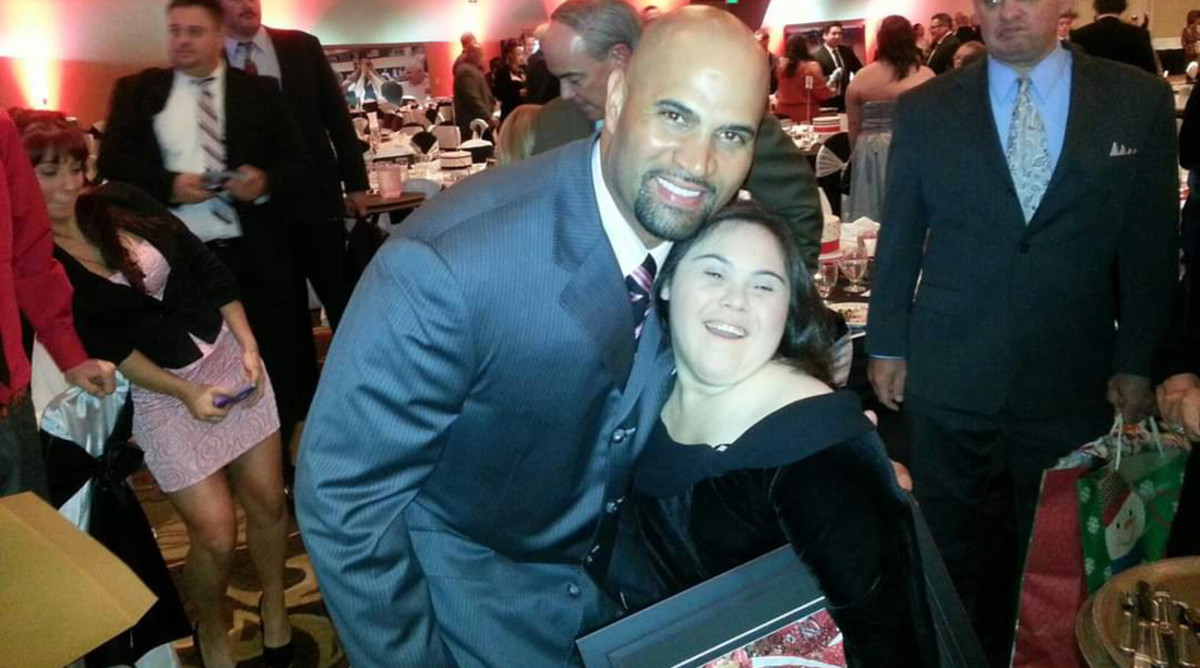 Albert Pujols and Alex Tuchowski at the Pujols Family Foundation's O' Night Divine event in St. Louis in December 2012.