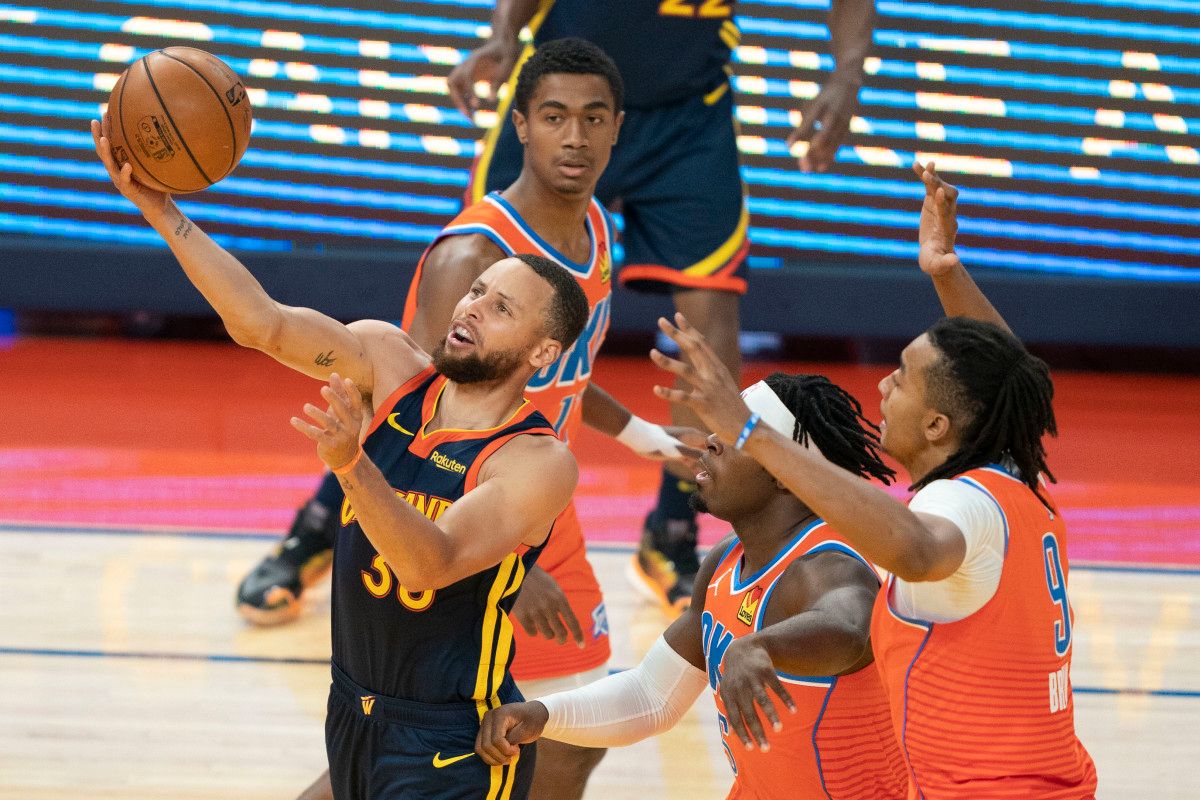 Stephen Curry, Lu Dort, Moses Brown, Theo Maledon, Golden State Warriors