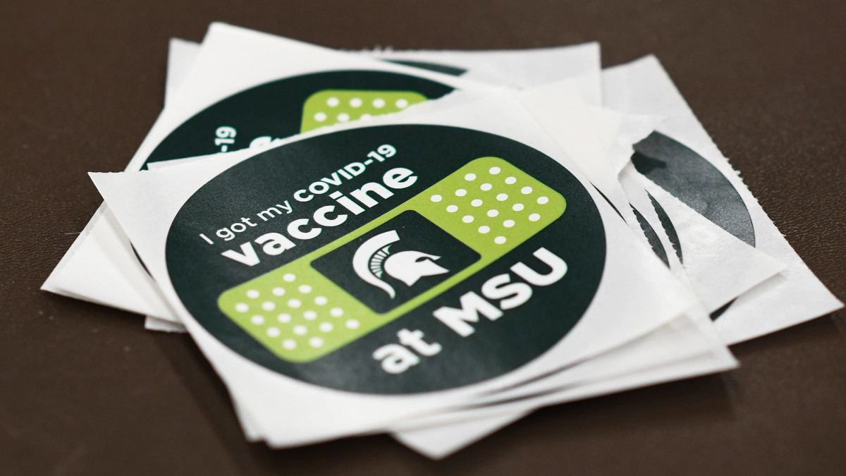 "I got my vaccine at MSU" sticker