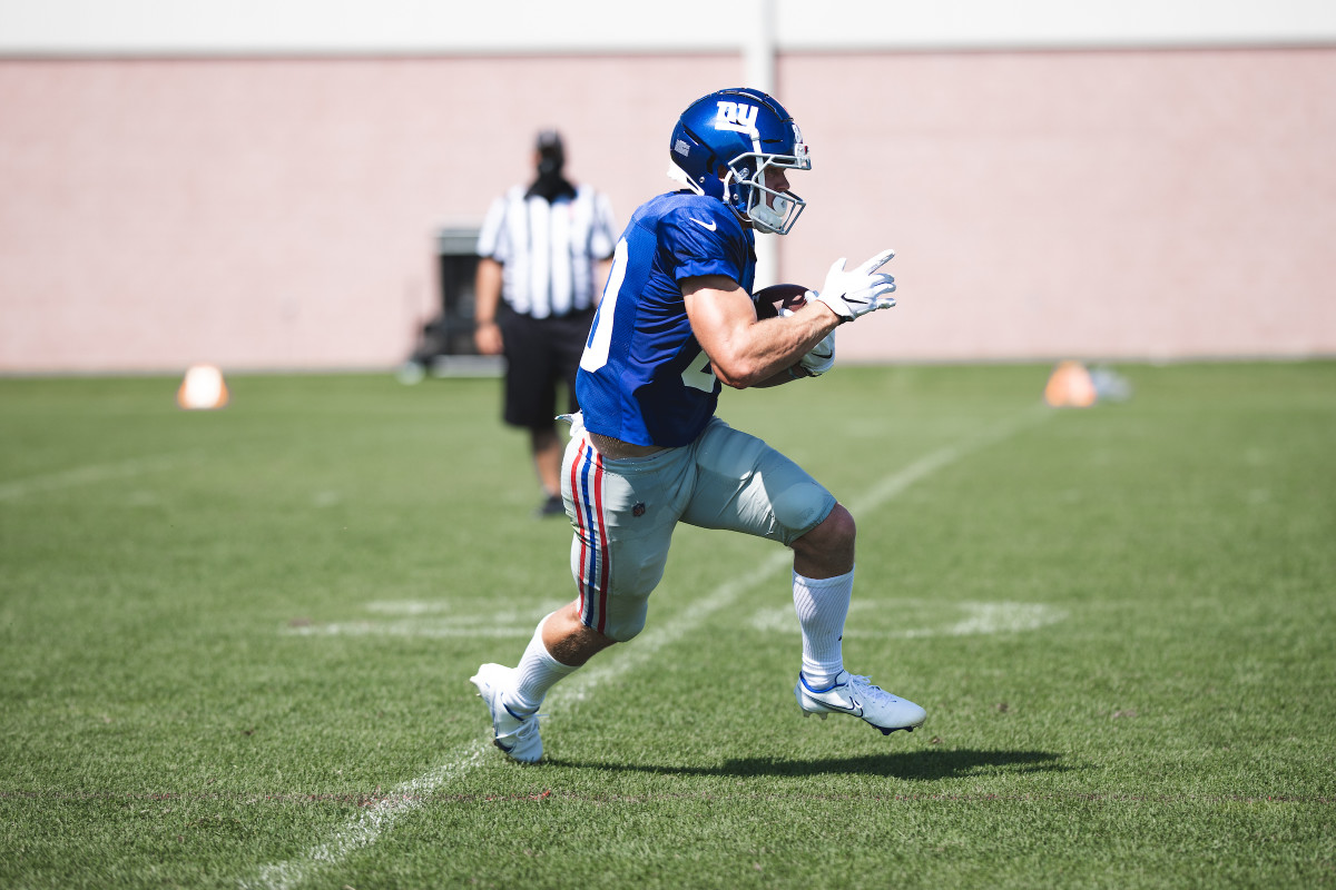 August 2020: WR Alex Bachman at New York Giants training camp.