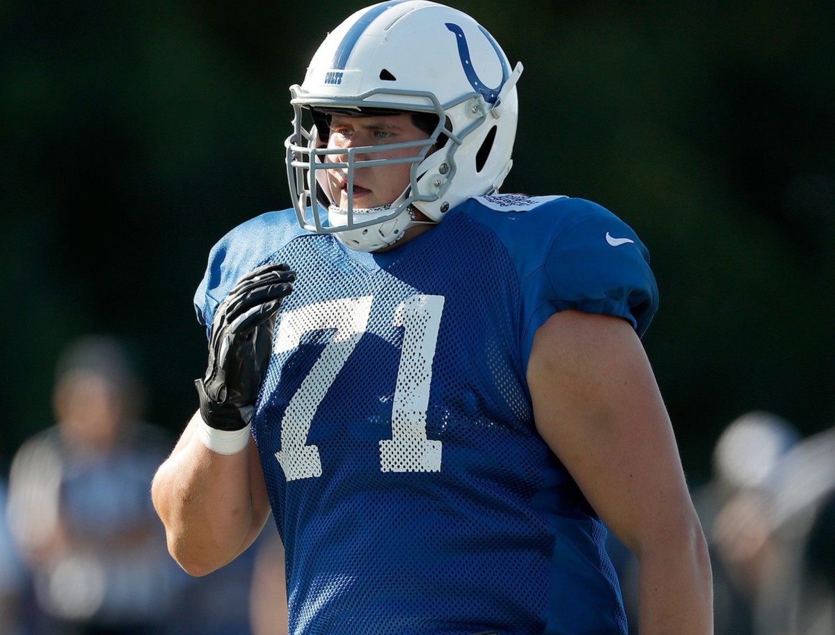 Indianapolis Colts offensive tackle Jackson Barton (71) during day 6 of the Colts preseason training camp practice at Grand Park in Westfield on Wednesday, July 31, 2019.