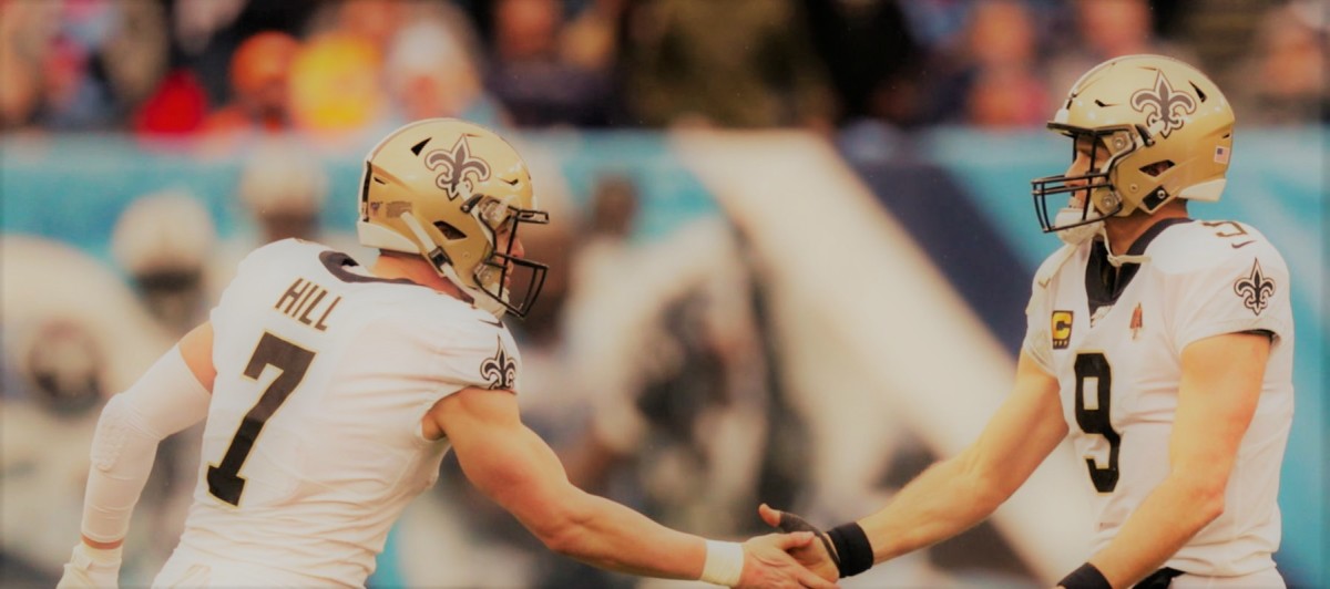 Taysom Hill and Drew Brees