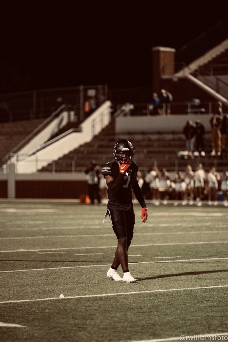 Landon Hullaby playing for the Mansfield Timberview Wolves during the 2020 season.