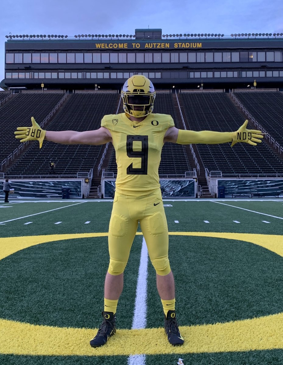 Andre Dollar in Autzen Stadium during a visit to Oregon in March 2020.