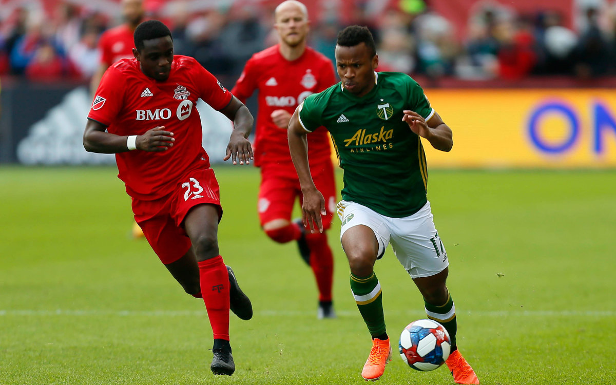 Toronto FC's Chris Mavinga and Portland Timbers' Jeremy Ebobisse