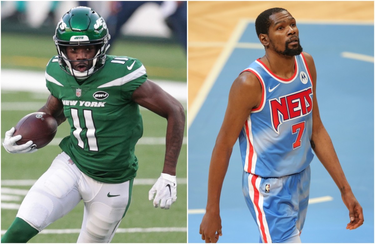 Jets WR Denzel Mims, Nets star Kevin Durant