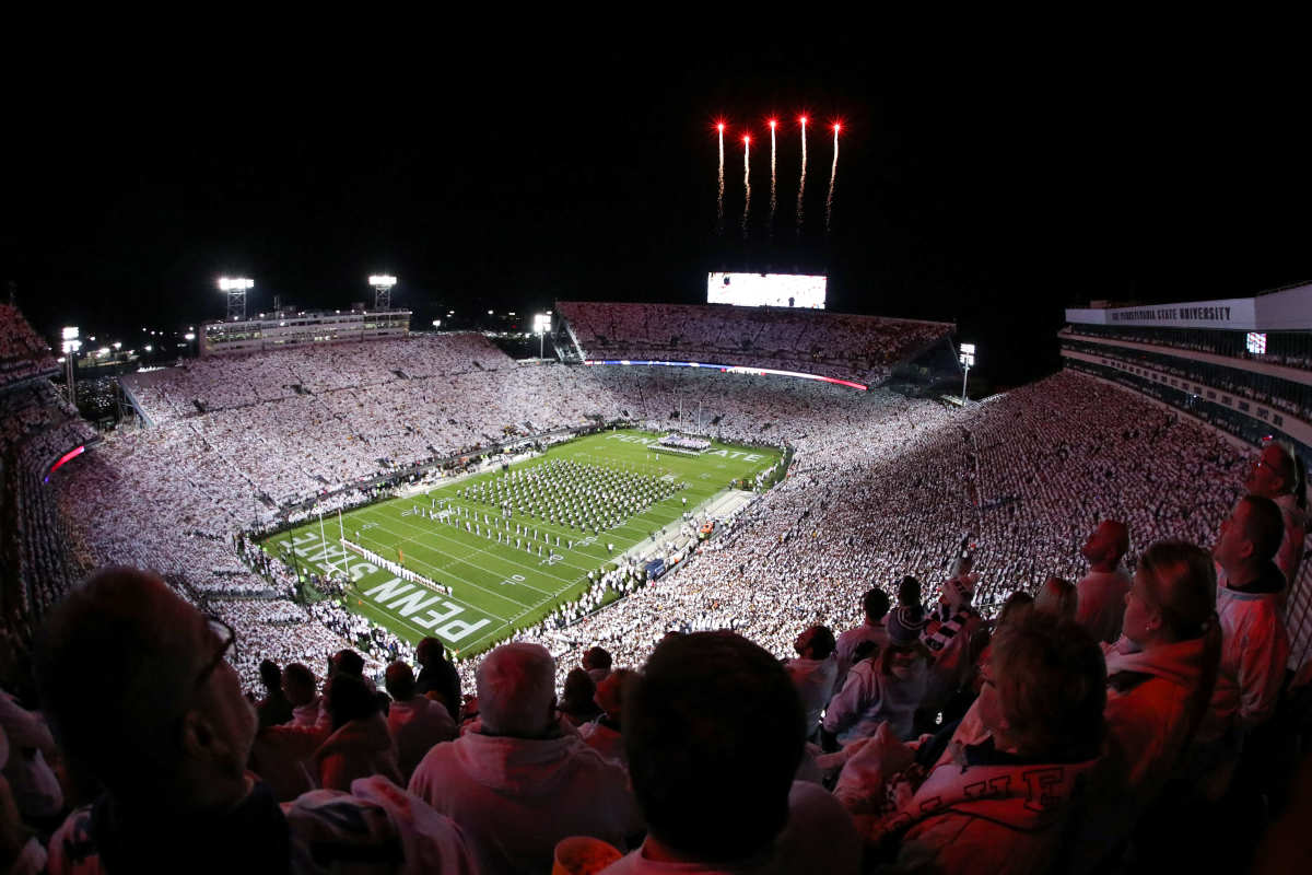 Penn State's Beaver Stadium gets ready for the Nittany Lions' annual White Out football game.