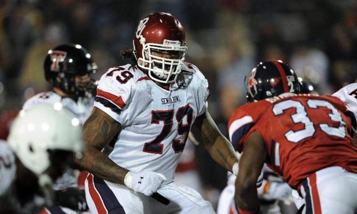 Phil Loadholt at the Senior Bowl