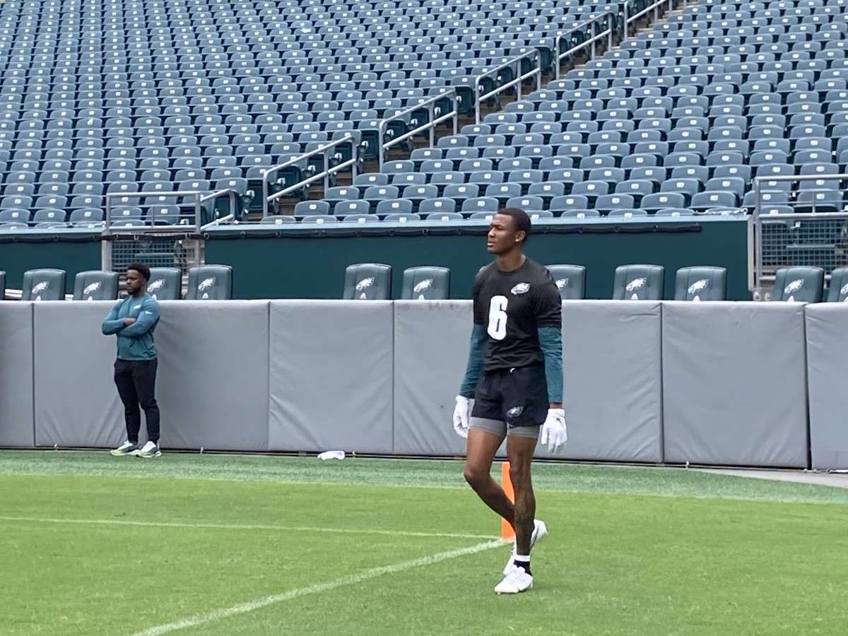 Eagles rookie WR DeVonta Smith at practice on June 4, 2021