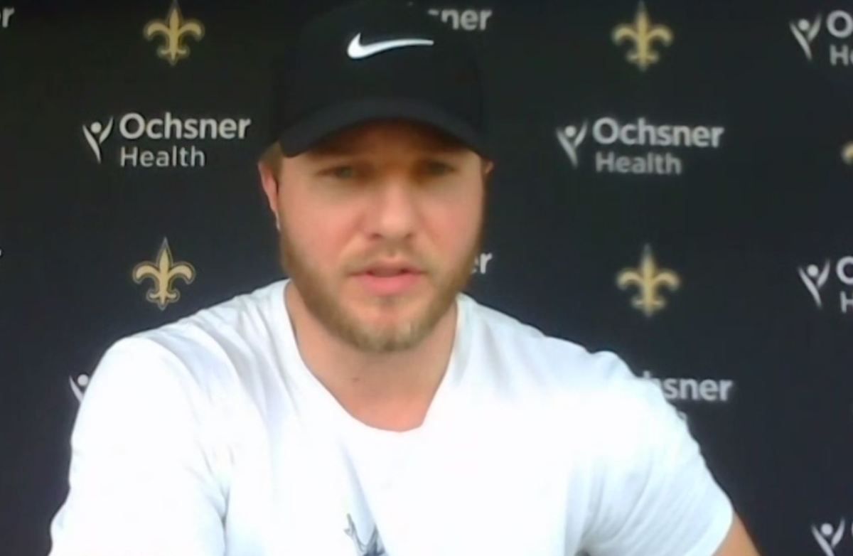 Saints TE Adam Trautman at 2021 Saints Minicamp