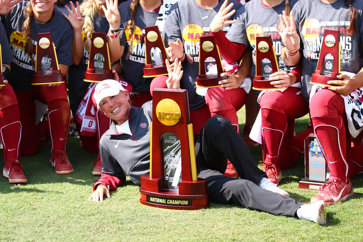 Patty Gasso relaxes with the hardware