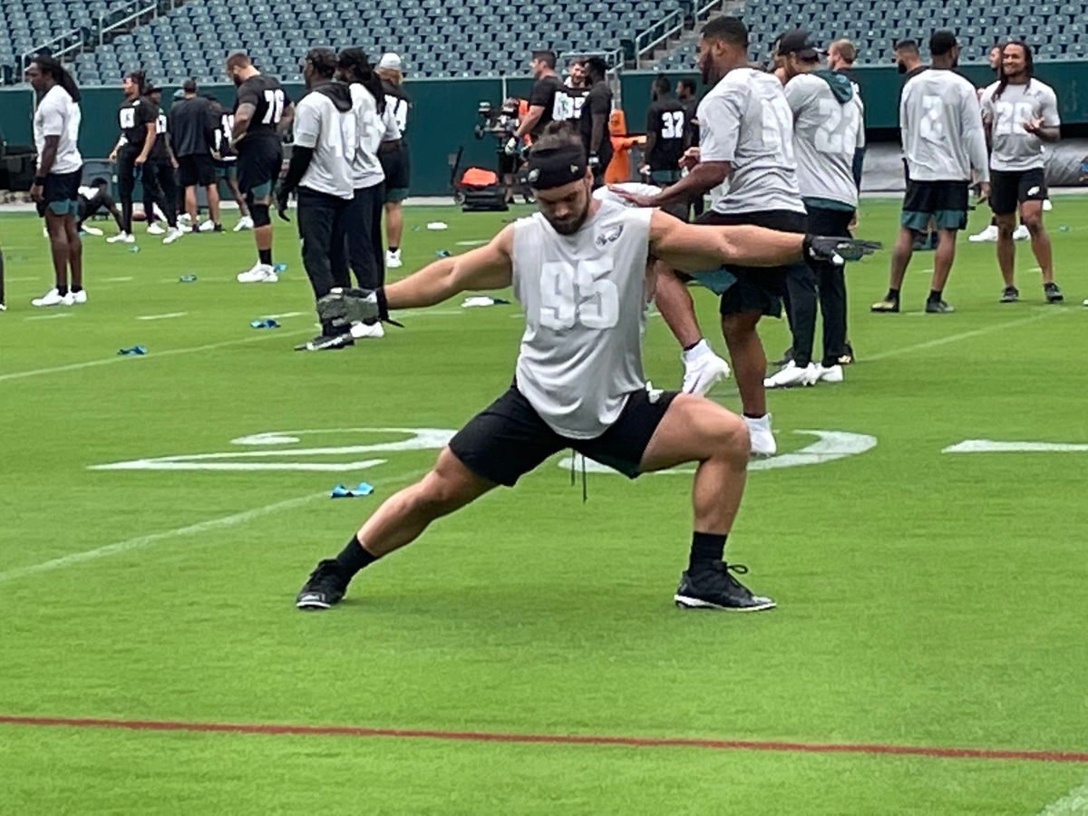Joe Ostman stretches for competition